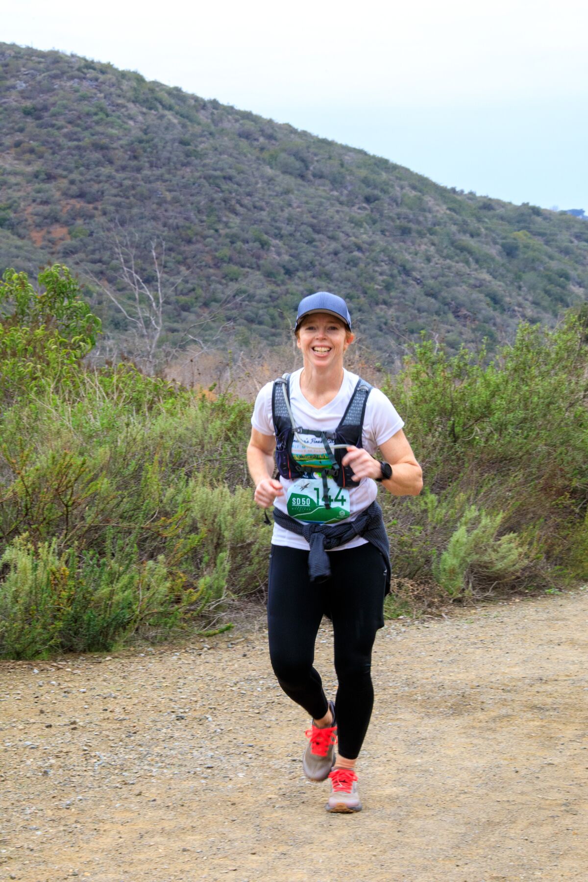 La Jolla resident and UC San Diego pharmacist Laura Lafranchise runs in the San Diego 50-Mile event Jan. 15.