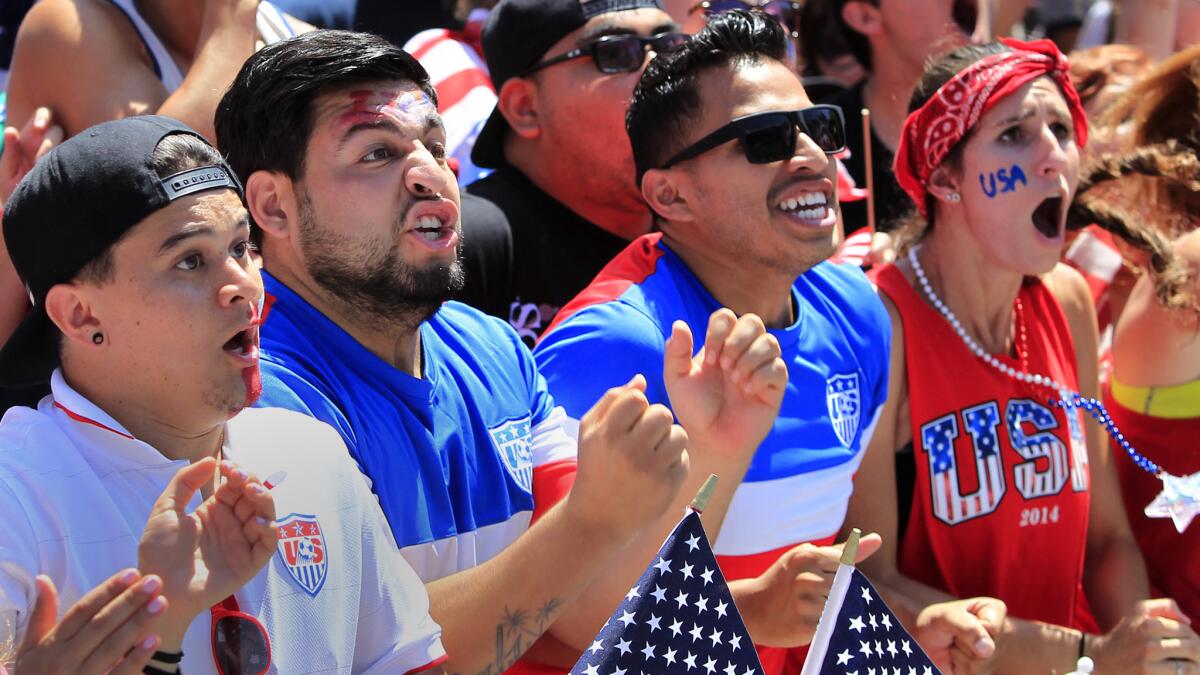 Soccer fans in Long Beach react while watching the U.S. play Belgium in the World Cup on Tuesday. Perhaps the World Cup should be an annual event instead of being held every four years.