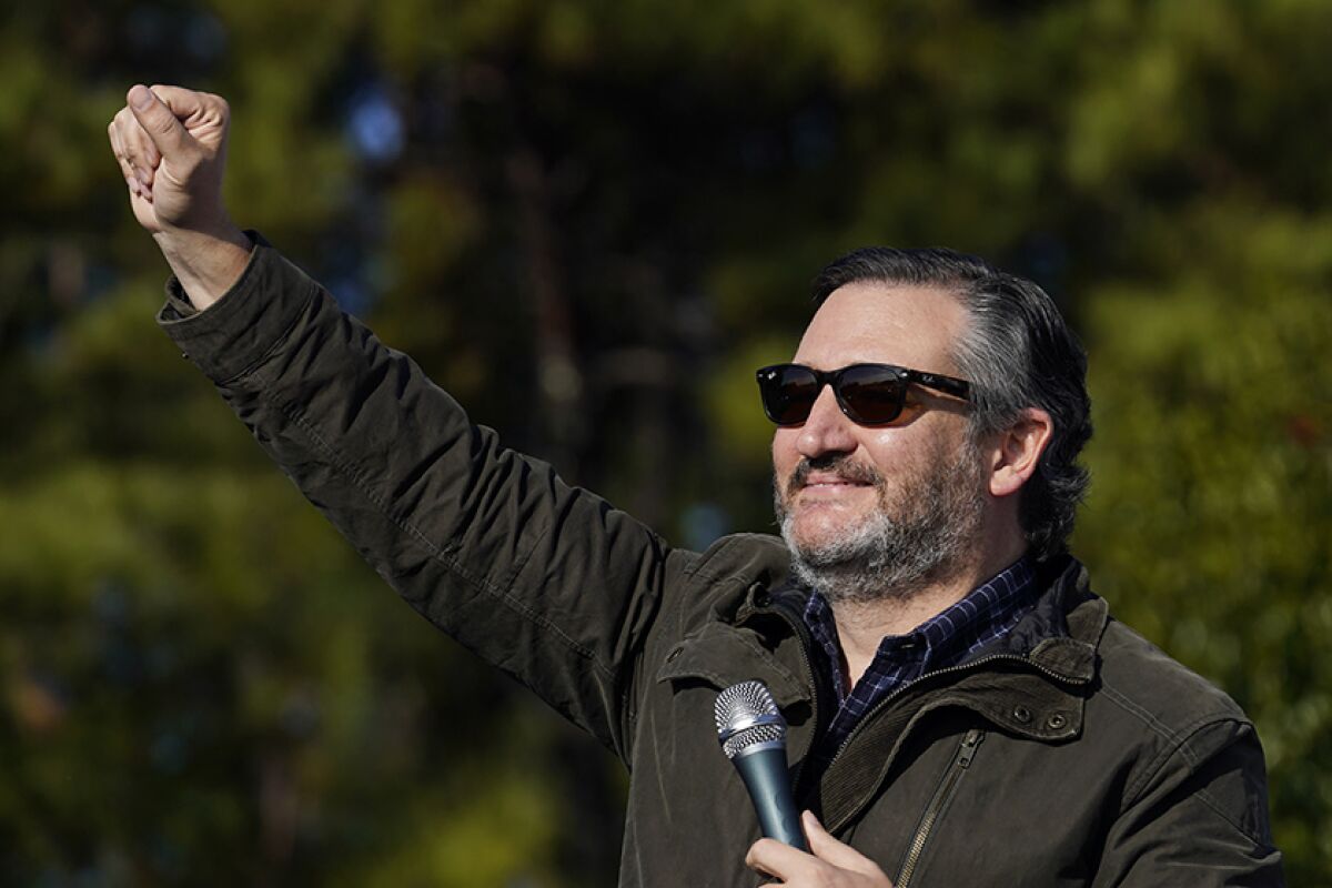 A man holding a microphone raises a fist in the air.