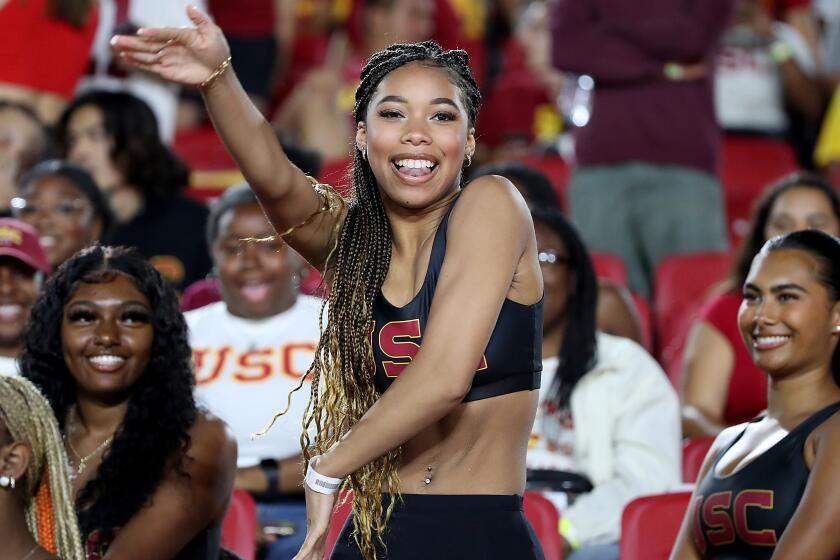 Kyla-Drew Simmons performs with the Cardinal Divas during the USC-Arizona State game Oct. 1 at the Coliseum.