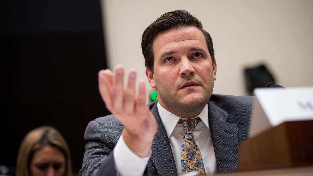 E. Scott Lloyd, who heads the Trump administration's refugee office, testifies during a House Judiciary Committee hearing in October.