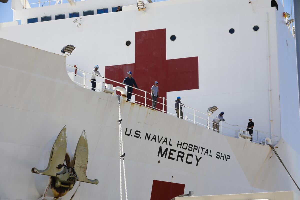 The hospital ship Mercy arrived in Los Angeles in March with a mission of treating patients who do not have COVID-19.