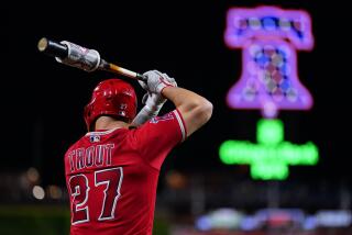 Los Angeles Angels' Mike Trout plays during a baseball game
