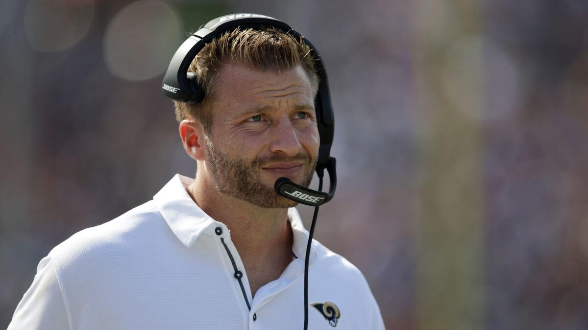 Coach Sean McVay on Sunday leads the Rams against the Washington Redskins, with whom he spent seven seasons as an assistant coach.