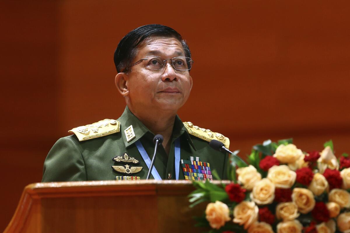 Senior Gen. Min Aung Hlaing of Myanmar in military uniform