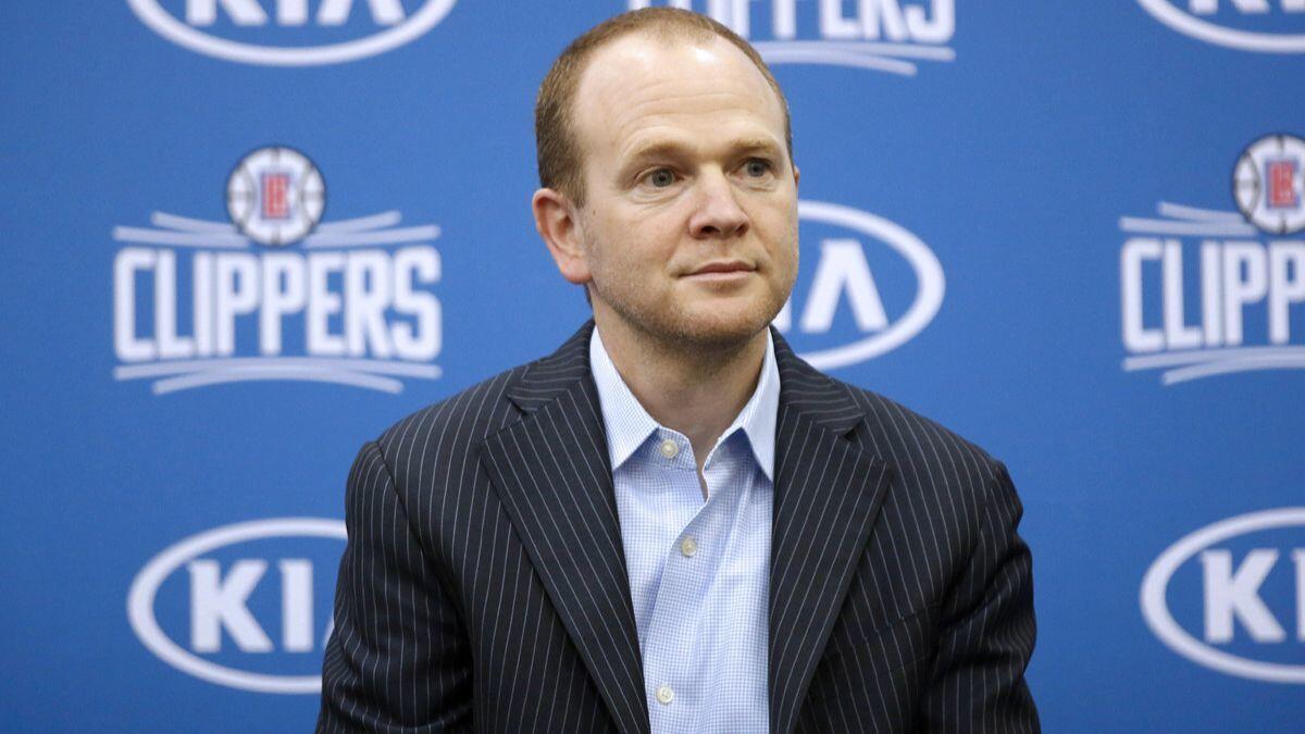Lawrence Frank, now the Clippers' president of basketball operations, appears at a news conference at the team's practice facility in Playa Vista on July 19, 2017.