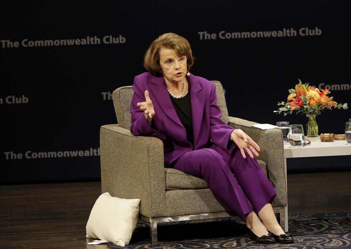 Sen. Dianne Feinstein is seen at the Commonwealth Club in San Francisco.