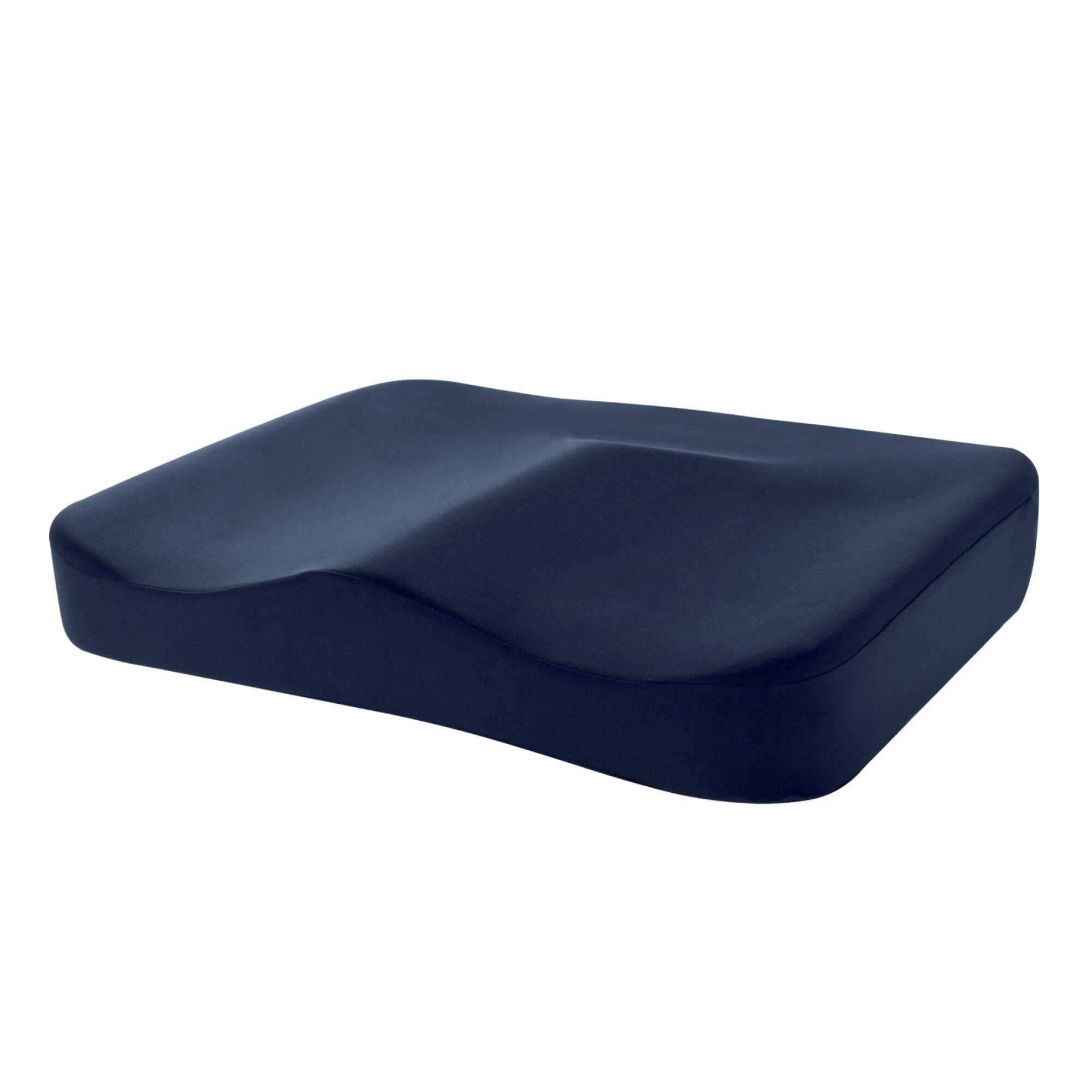 A navy blue seat cushion