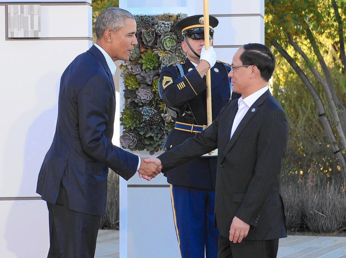 President Obama and ASEAN Secretary-General Le Luong Minh at Sunnylands.