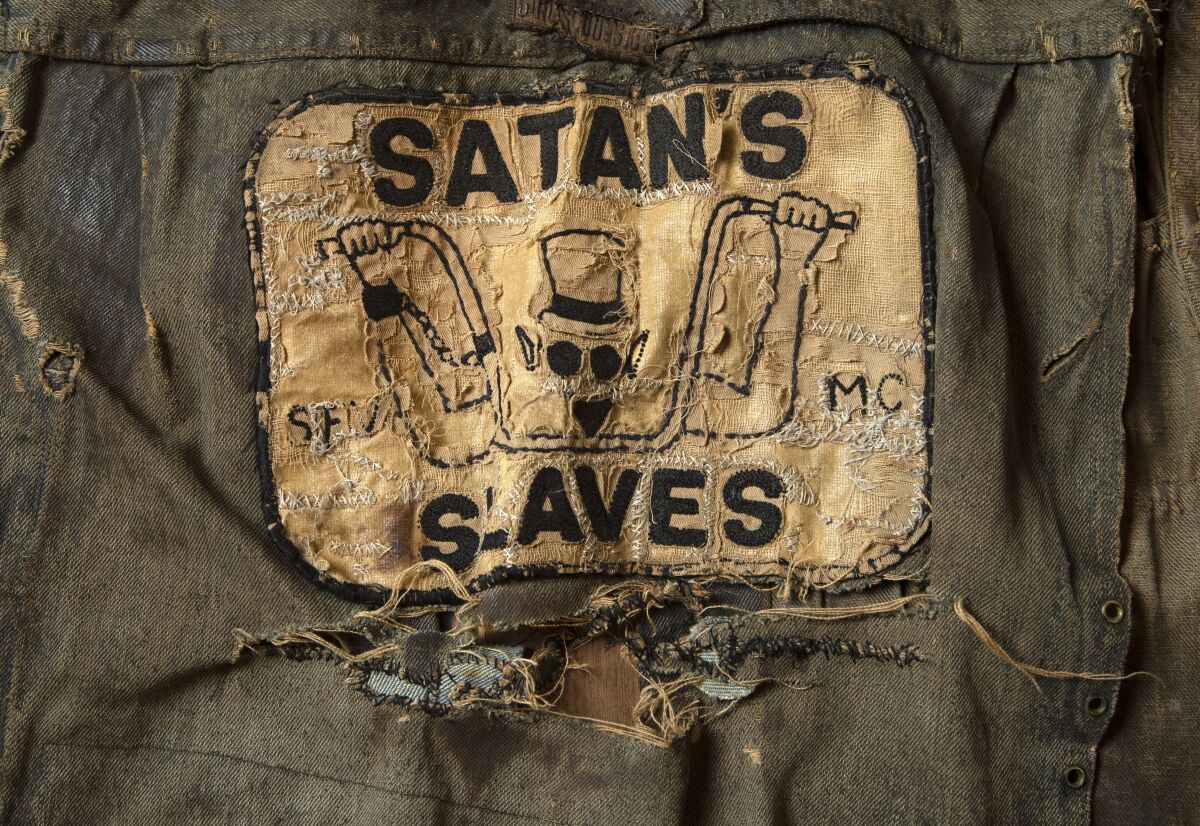 A patch on a worn jacket.