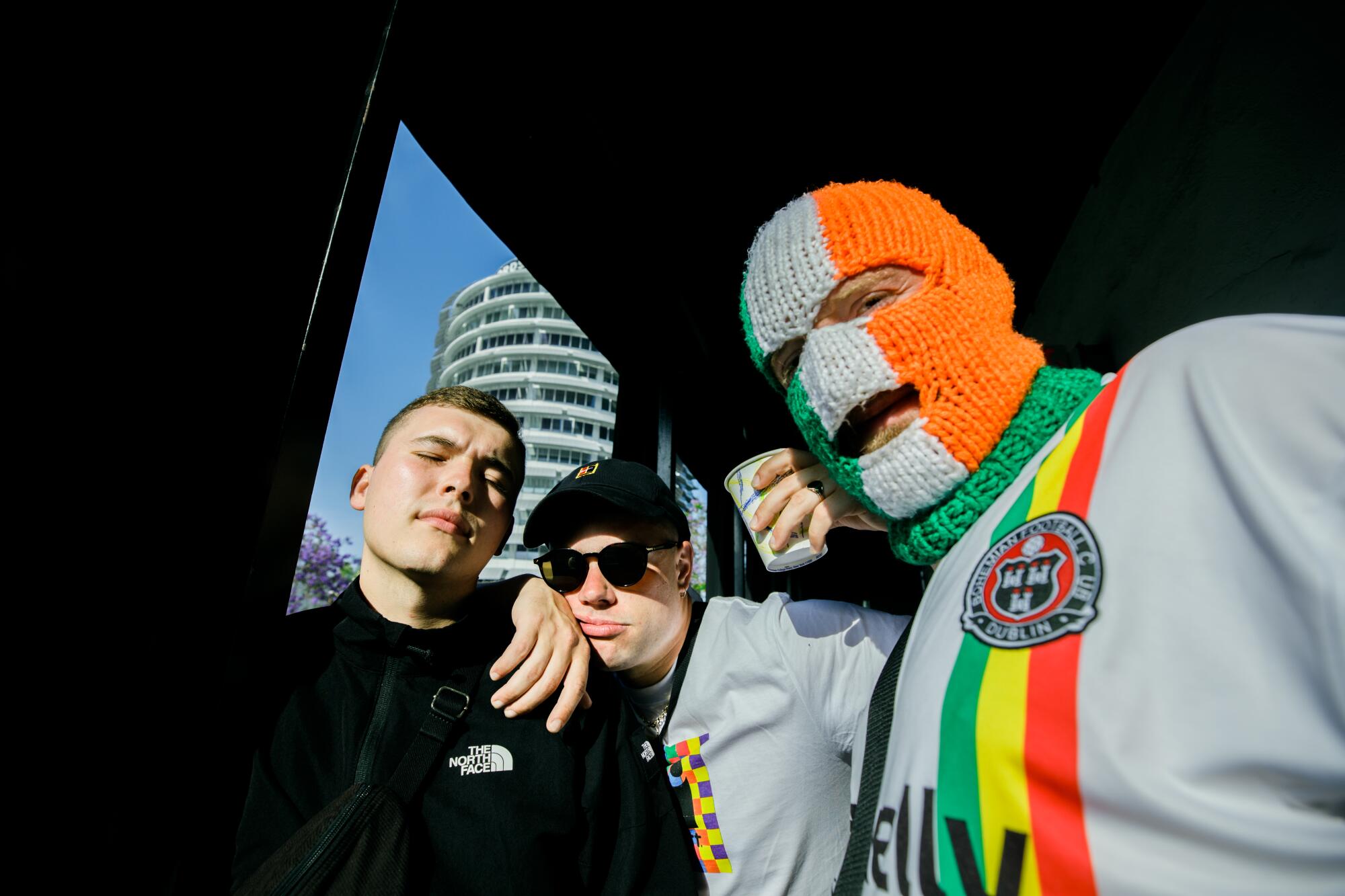 Three men pose on the streets of L.A.