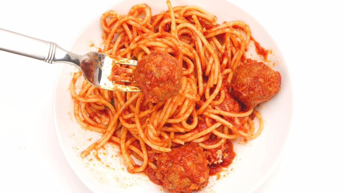 Spaghetti and meatballs can be eaten straight out of the pot.