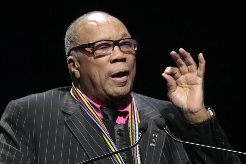 Quincy Jones makes his opening remarks at the Thelonious Monk Institute's annual All Star Gala at the Dolby Theatre.