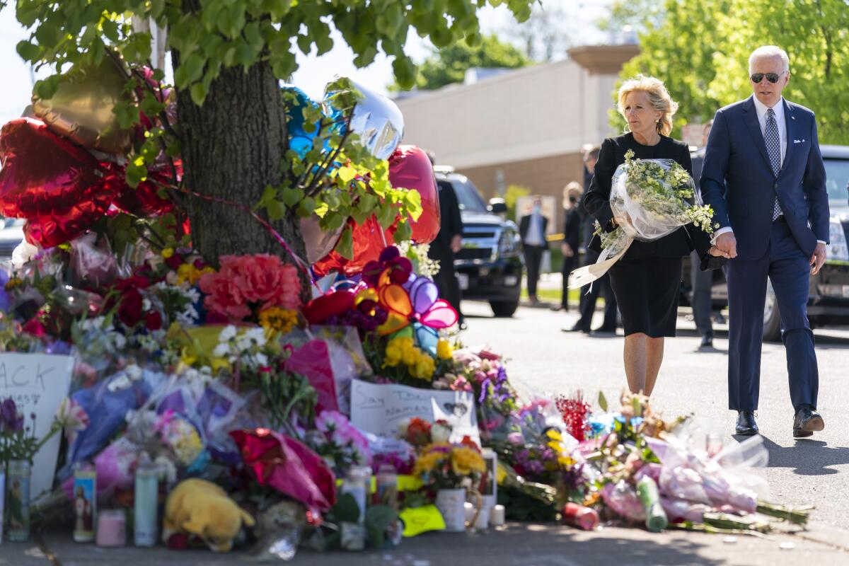 President Biden and First Lady Jill Biden pay their respects to victims of the Buffalo mass shooting