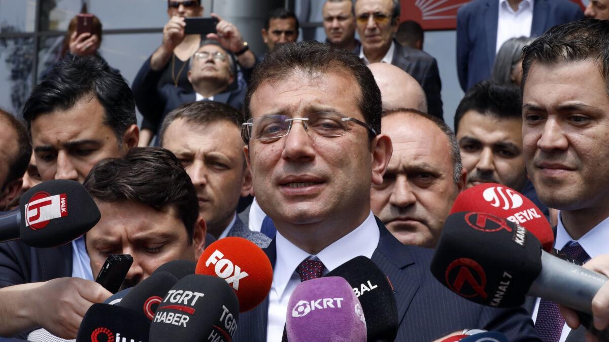 Ekrem Imamoglu, whose mayoral victory in Istanbul was annulled.