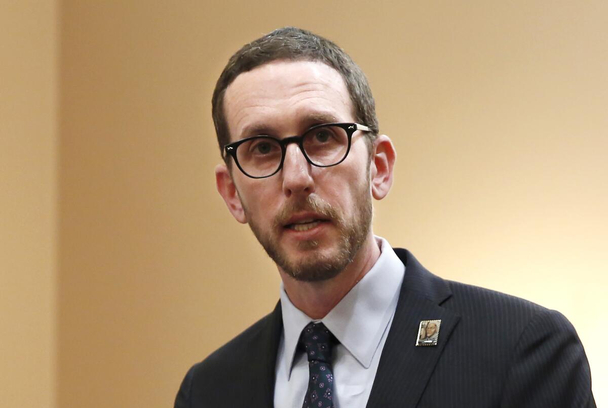 State Sen. Scott Wiener speaks at a news conference in Sacramento