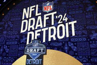 The podium is set on the NFL draft stage in Detroit. 