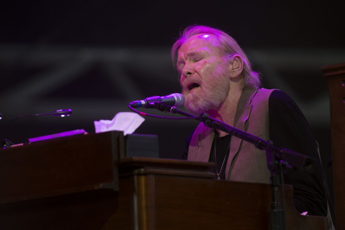Allman Brothers Band founding member Gregg Allman, shown performing in 2015 at the Stagecoach Country Music Festival in Indio, Calif., has canceled multiple appearances because of 'serious health issues.'