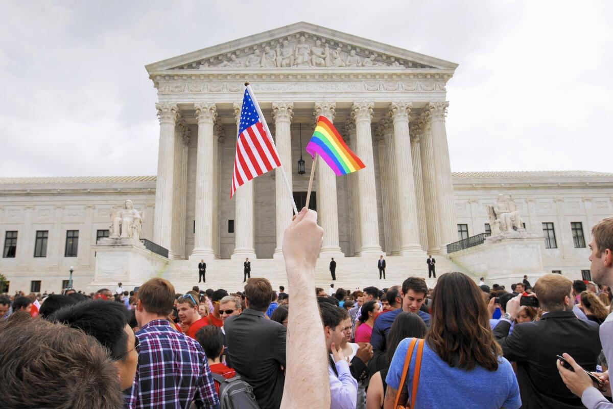 A celebration outside the Supreme Court in Washington after same-sex marriage was legalized.