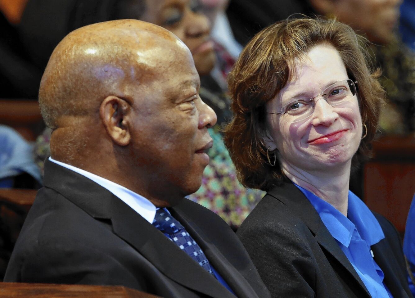 Rep. John Lewis sits next to Michelle Nunn, then a contender for Senate