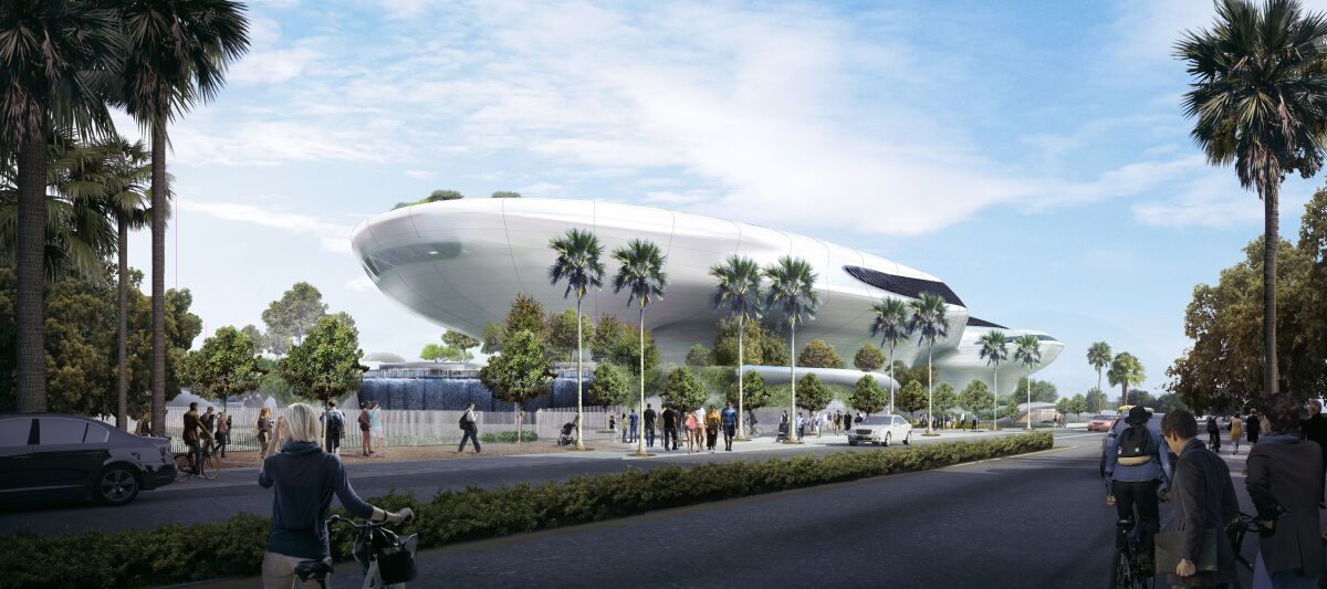 A rendering of the future Lucas Museum of Narrative Art.
