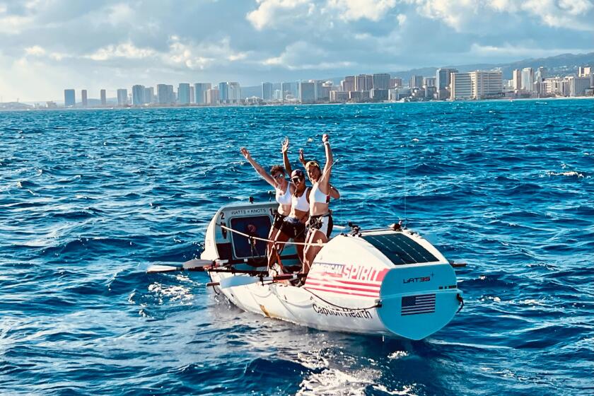 The Lat35 Racing team arrives in Hawaii after 34 days at sea.