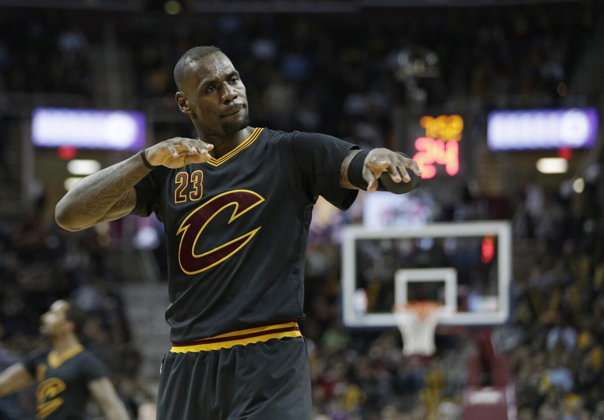 Cleveland's LeBron James reacts during a game against the Chicago Bulls on Feb. 18.
