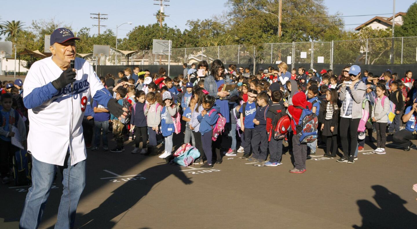 Photo Gallery: L.A. Dodgers legend Al Ferrara visits Horace Mann Elementary School in Glendale