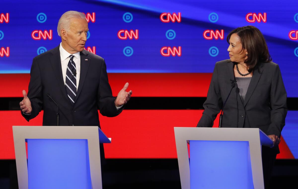 Sen. Kamala Harris and former Vice President Joe Biden were rivals for the party's presidential nomination. 