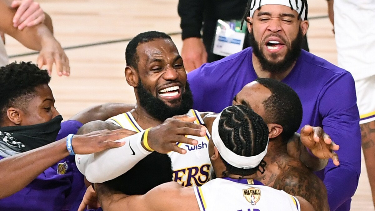 Nba Finals Lakers Beat Miami Heat In Game 6 For 17th Title Los Angeles Times