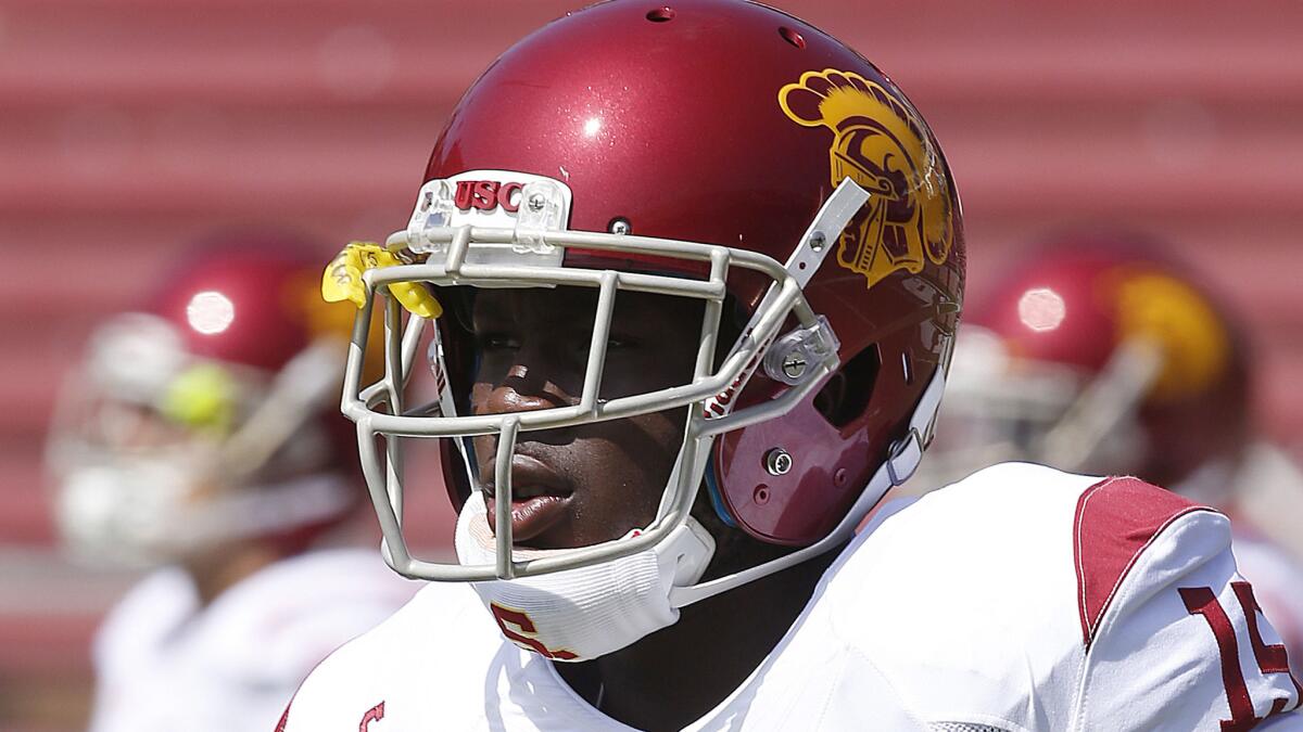 USC wide receiver Nelson Agholor caught nine passes for 64 yards in a loss to Boston College on Sept. 13.