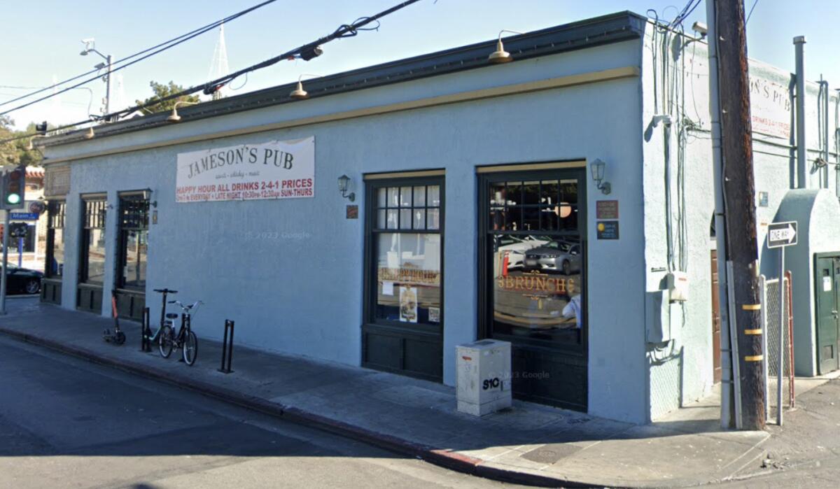 Jameson’s Pub, a small light blue building on Hill Street in Santa Monica