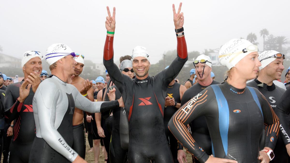 Actor Colin Egglesfield in last year's Malibu triathlon, which offers distances appealing to first-timers.