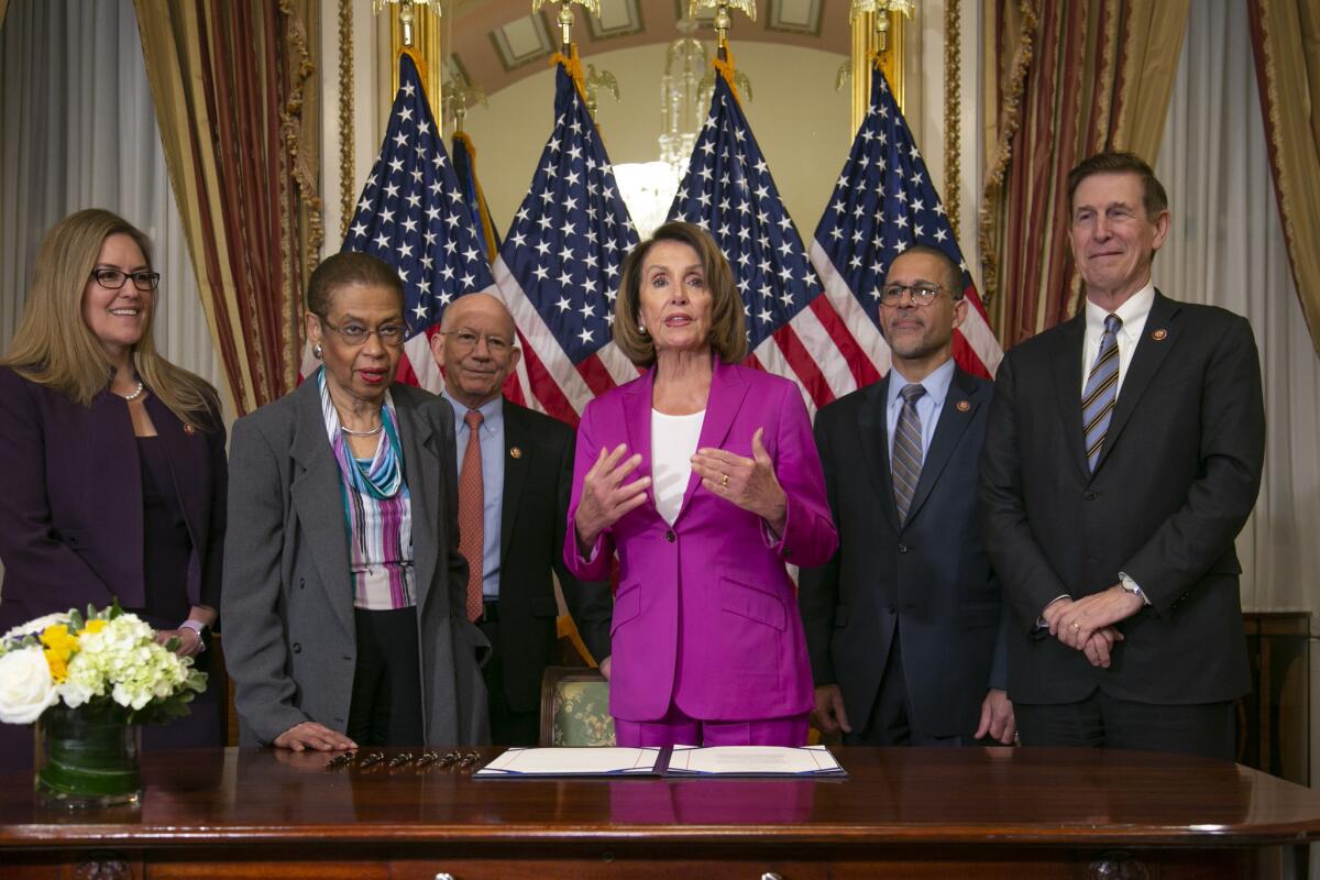 House Speaker Nancy Pelosi and fellow Democrats.