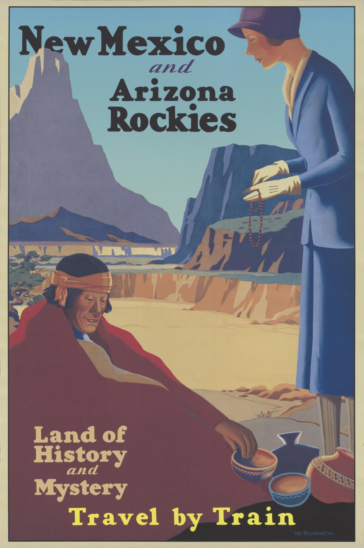 A travel poster created by the Union Pacific Railroad around 1925 plays on the mystique of Native culture for white audiences.