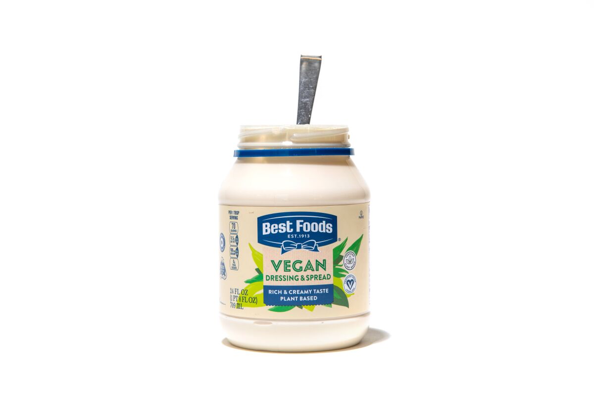 A jar of Best Foods' Vegan Dressing and Spread.
