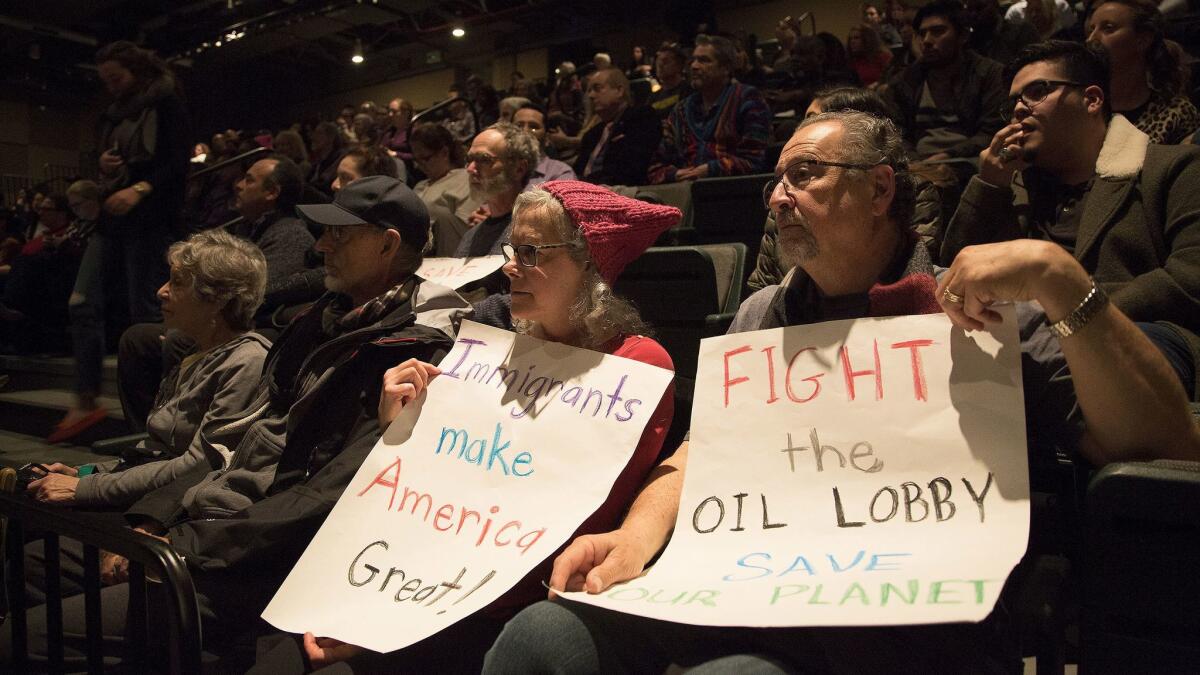 Marlene and Nick Leone of Valley Village share their messages during a town hall meeting with Democratic Rep. Tony Cardenas.