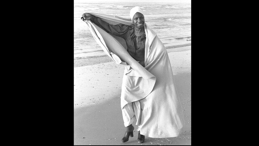 Nina Simone plays on a Tel Aviv beach on Jan. 2, 1978. She walked away from public life while in her prime.