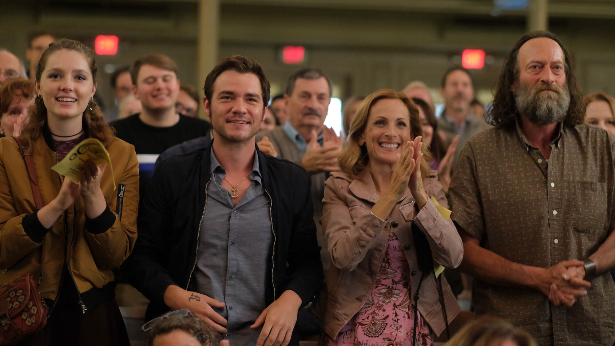 "CODA" actors including Daniel Durant, second from left, Marlee Matlin and Troy Kotsur.