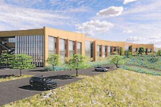 An architectural rendering of the new Ionis Pharmaceuticals building proposed for Carlsbad.