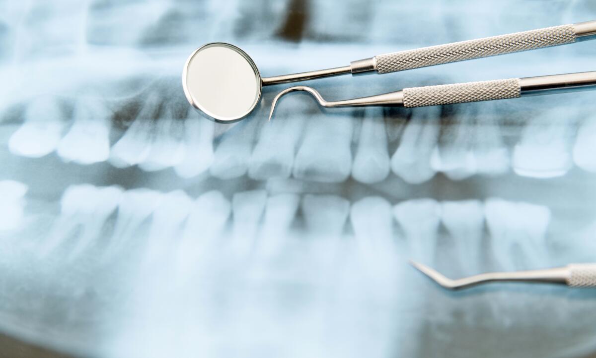 Dental x-ray and tools background.