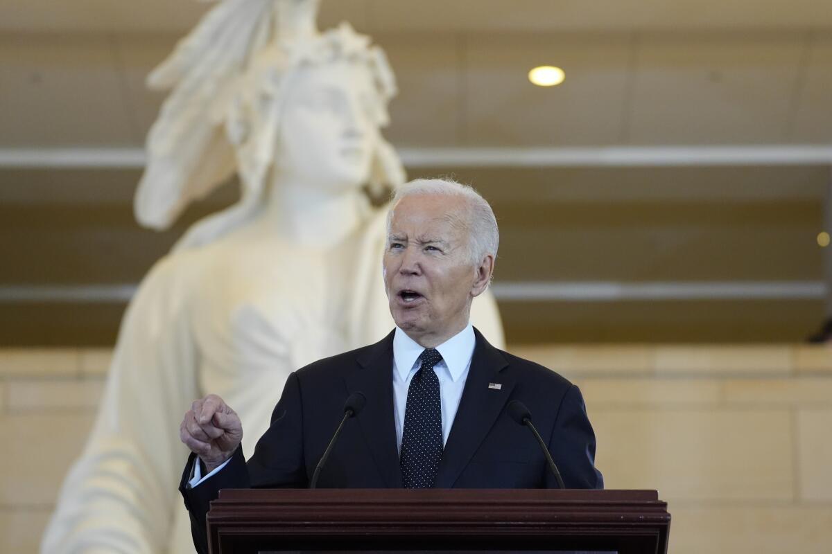 President Biden speaks at the Capitol.