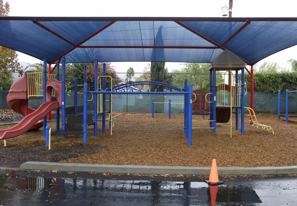 Wood chips at Washington Elementary School in Burbank will be replaced after piercing three pairs of shoes.