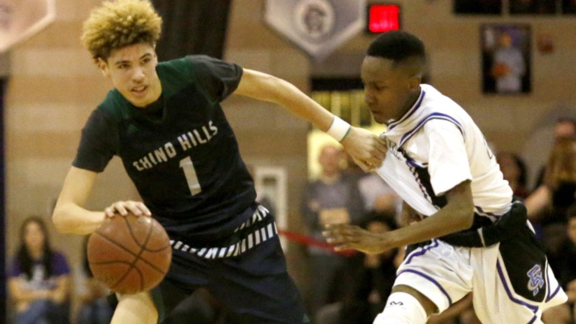 Chino Hills guard LaMelo Ball bring the ball up court against Rancho Cucamonga.