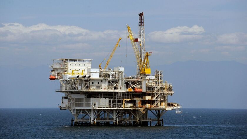 An oil platform off the coast of Santa Barbara in 2009.
