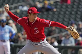 Los Angeles Angels pitcher Ben Joyce throws during the third inning of a spring training baseball game.