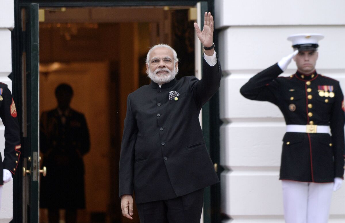 India Prime Minister Narendra Modi arrives at the White House during a visit to Washington on March 31.
