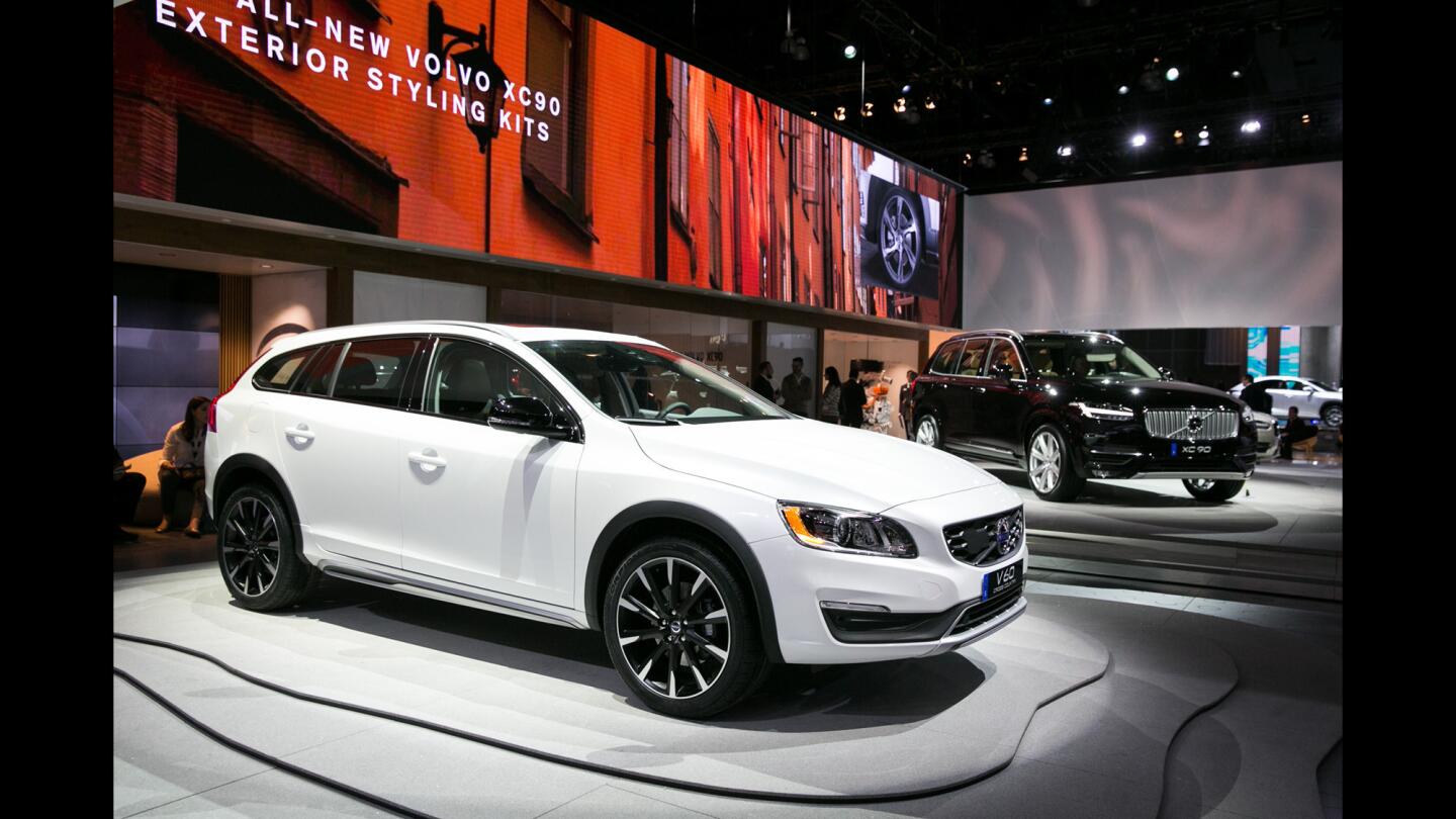 The Volvo V60 is on display at the 2014 Los Angeles Auto Show on Nov. 19, 2014.