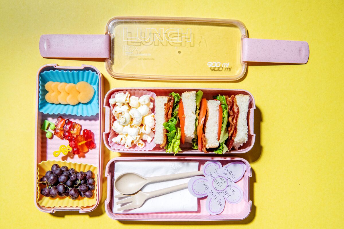 Jessica Woo's BLT club sandwich bento box for her kids.