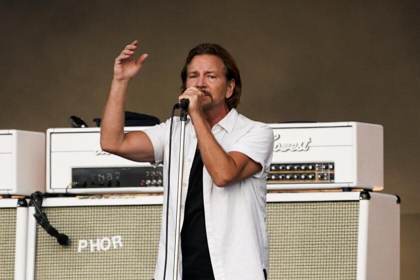 Eddie Vedder of Pearl Jam performs live onstage at BST Hyde Park, in London, Friday, July 8, 2022. (Photo by Alberto Pezzali/Invision/AP)